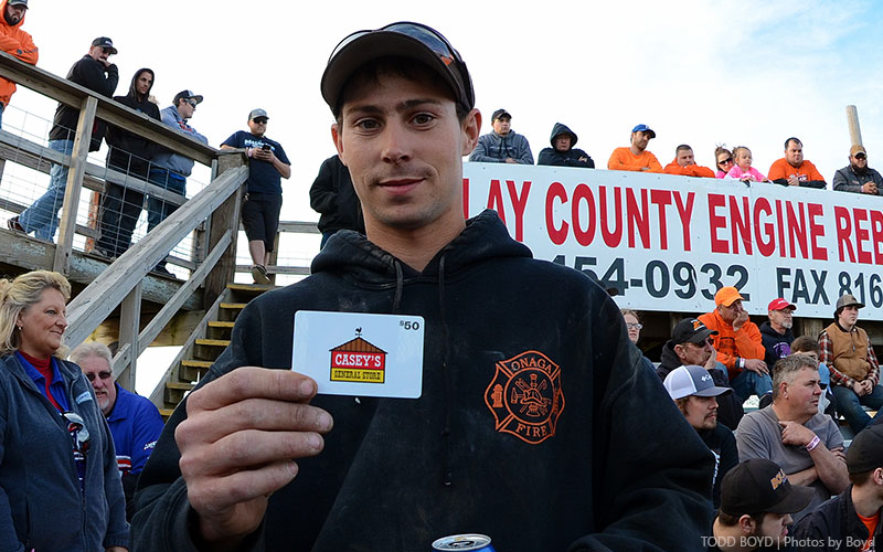 Congratulations to Holley USRA Stock Car driver Justin Merriman of Onaga, Kan., winner of the Casey's General Store Lucky Driver Giveaway $50 gift card at the I-35 Speedway in Winston, Mo., on Saturday, April 22, 2017.