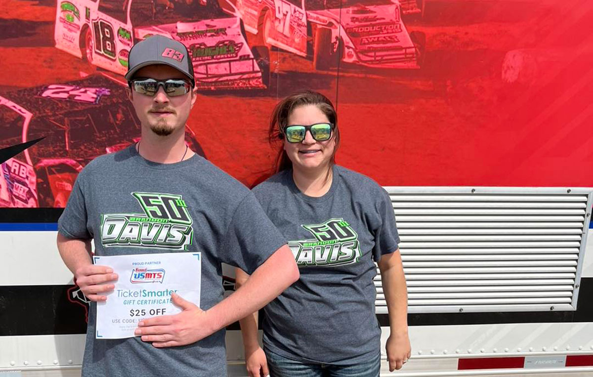 The TicketSmarter First Fan at the Deer Creek Speedway was Josh from Minnesota, representing a Brandon Davis shirt at the 21st Annual LR Waste Services Southern Minnesota Spring Challenge at the Deer Creek Speedway in Spring Valley, Minn., on Saturday, May 25, 2024.
