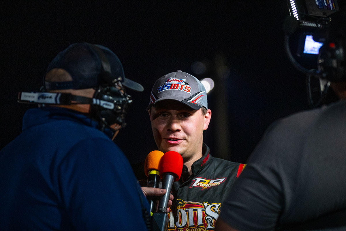 Lucas Schott won the Summit USMTS National Championship presented by RacinDirt main event for the 21st Annual LR Waste Services Southern Minnesota Spring Challenge at the Deer Creek Speedway in Spring Valley, Minn., on Saturday, May 25, 2024. (Tyler Rinken Photo)