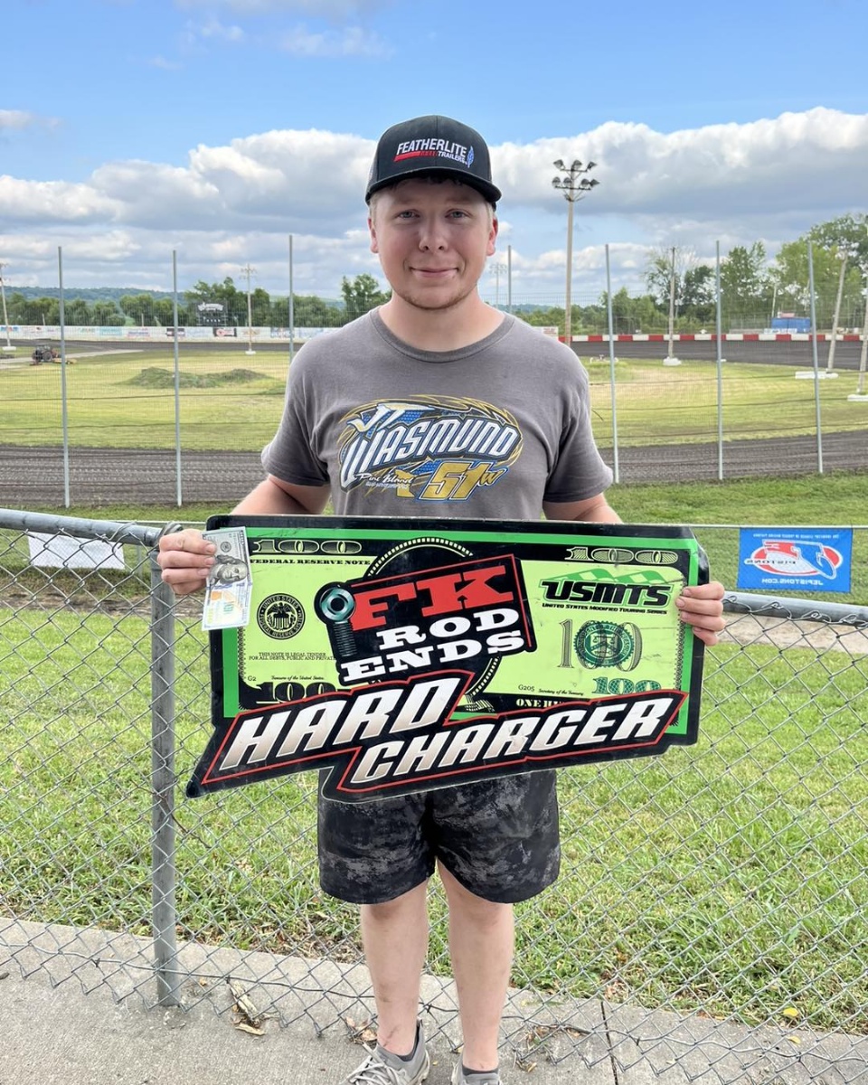 Jim Chisholm was the FK Rod Ends Hard Charger Award winner during the 3rd Annual USMTS Battle by the Big Blue presented by Valentino's featuring the Summit USMTS National Championship presented by RacinDirt at the Beatrice Speedway in Bearice, Neb., on Wednesday, Aug. 7, 2024.